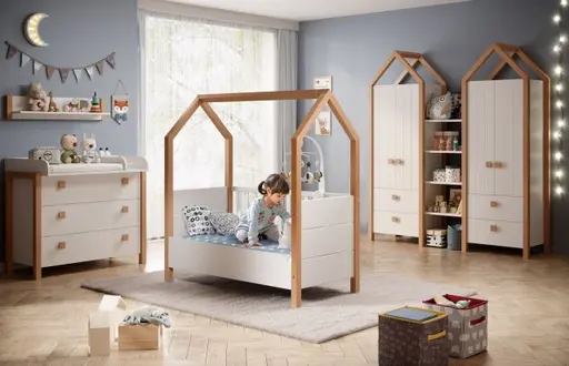 Kleiderschrank - B ca. 76 cm, Kiefer Weiß, Birke