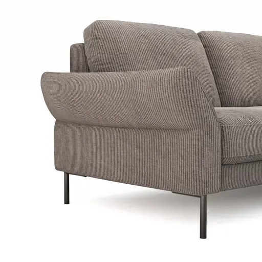 Ecksofa Rockport A - 2,5-Sitzer mit Ecke rechts, inkl. Sitzauszug (motorisch) und Armlehne klappbar, Stoff, Braun