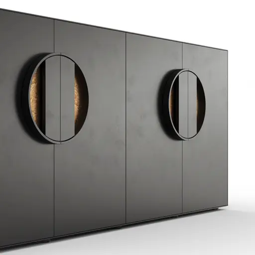 Sideboard Jyn - BHT ca. 197x91x46 cm, Lack, Schwarz, Bodenstehend