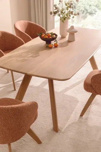 Esstisch Nayara - LB ca. 200x100 cm, Eiche massiv, satin gebeizt matt lackiert