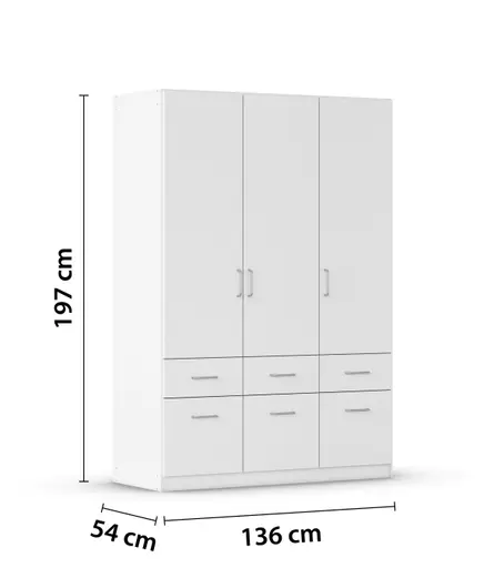 Drehtürenschrank- B ca. 136 cm, Weiß