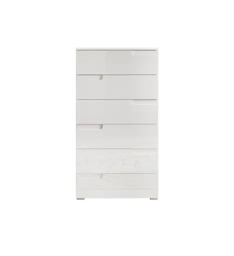 Kommode - B ca. 65 cm, Weiß, Weiß Hochglanz