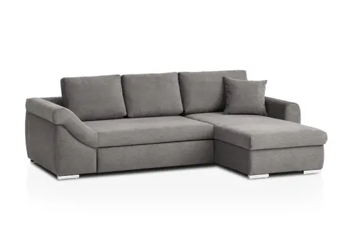 Ecksofa - 2-Sitzer, Ecke rechts inkl. Schlaffunktion mit Bettfunktion, Stoff, Ash