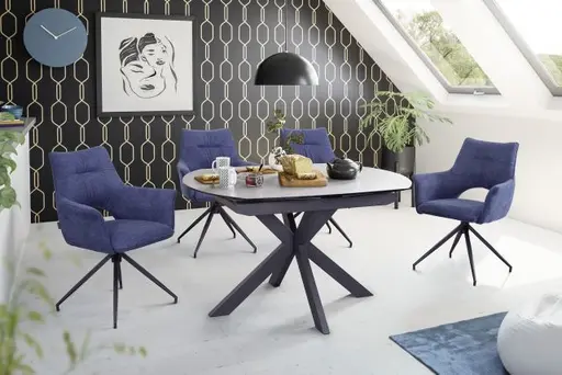 Esstisch MEGGIE - ausziehbar, LB ca. 130x100 cm, Keramik, Grau