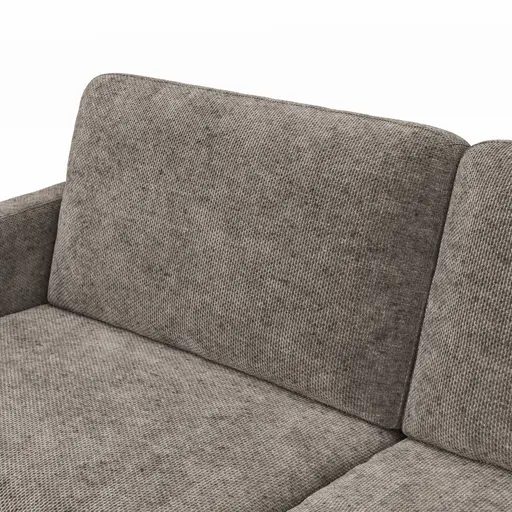 Sofa Enna - 3,5-Sitzer, Armlehne A, Stoff, Graubraun, Kufe, Schwarz