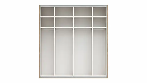 Schwebetürenschrank Viana - B ca. 212 cm, Lack, Steingrau, Riffholz, Balkeneiche