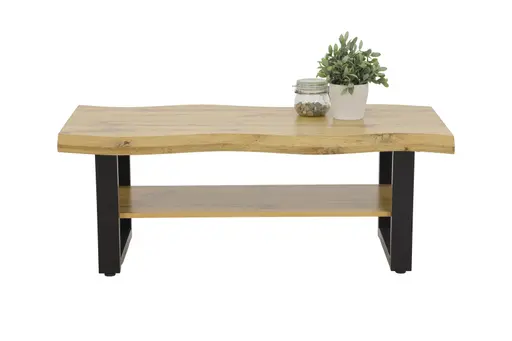 Couchtisch - LB ca. 110x60 cm, Wildeiche Nachbildung, Schwarz, Baumkante