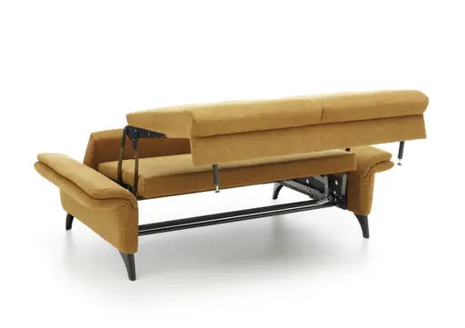 Schlafsofa - 2-Sitzer inkl. Bettfunktion, Armteil verstellbar, Stoff, Gelb