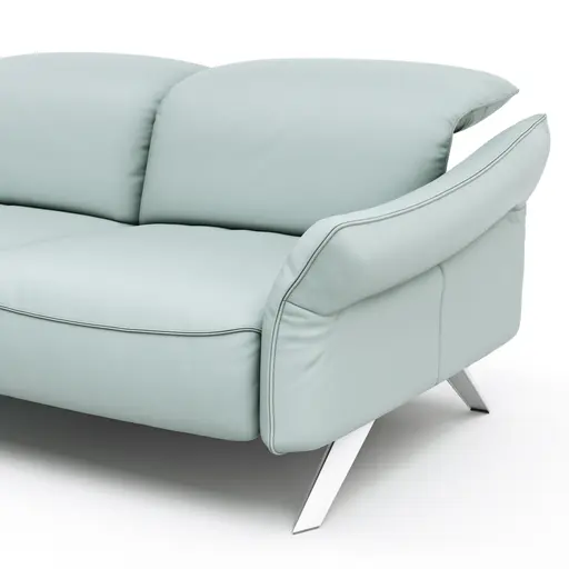 Ecksofa Bormio - Ecke links, 2,5-Sitzer inklusive Kopfteilverstellung, Leder, Jade