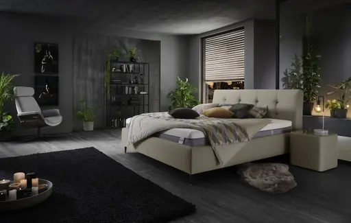 Polsterbett - Líegefläche ca. 180x200 cm, Stoff, Mandel