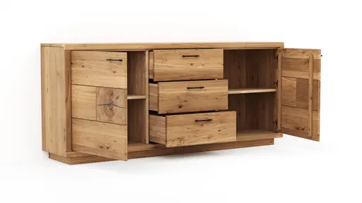 Sideboard Hartford - Eiche massiv, mit Hirnholzapplikation