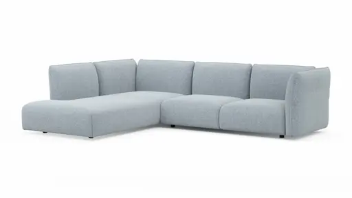 Ecksofa Motone - Ecke links mit 2,5-Sitzer, Stoff, Hellblau