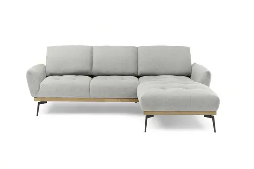 Ecksofa EDDIE - 2-Sitzer, Ecke rechts inkl. Rückenverstellungen, Stoff, Hellgrau