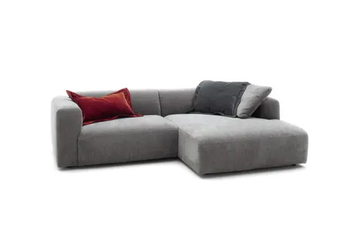 Ecksofa Laja - 1-Sitzer mit Longchair rechts, Stoff, Steingrau