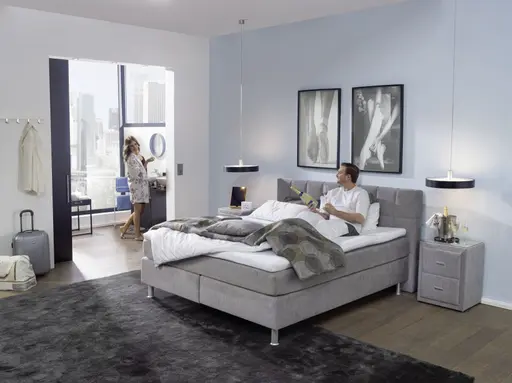 Boxspringbett EM Select - Liegefläche ca. 180x200 cm, Stoff, silber