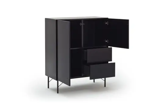 Highboard Edge - Lack, Schwarz