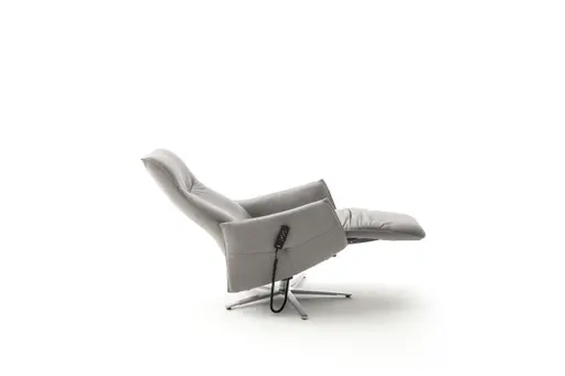 Relaxsessel Marsala - inklusive motorischer Verstellung, Leder, Grau, Stoff, Grau