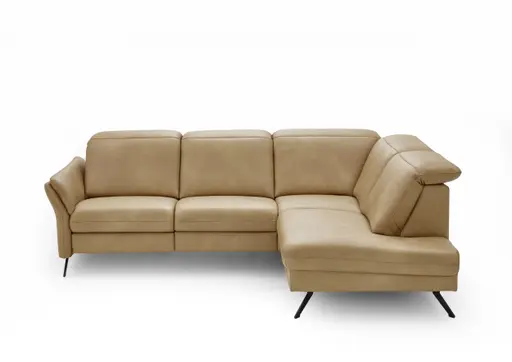 Ecksofa - 2,5-Sitzer mit Ecke rechts, Leder, Honig