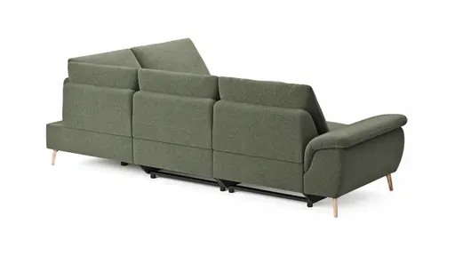 Ecksofa Gotera - 1,5-Sitzer med. + 1,5-Sitzer med. links mit Ecke und Abschlussteil rechts inkl. Rückenlehne verstellbar, Stoff, Olivgrün