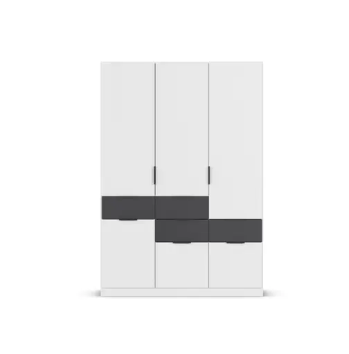 Drehtürenschrank RAAS- B ca. 136 cm, Weiß, Dunkelgrau