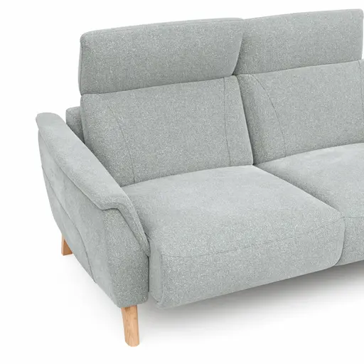 Sofa Nevin - 2,5-Sitzer inkl. Sitzvorzug (motorisch) und Kopfpolsterverstellung, Stoff, Silbergrau