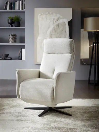 Relaxsessel Amadena - Relaxfunktion (manuell), Stoff, Creme