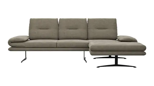 Ecksofa Lucero - 2-Sitzer mit Longchair rechts, Stoff, Olivgrün
