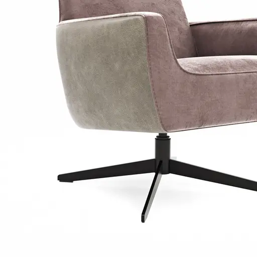 Drehsessel Matina - Größe M, Leder&Stoff, Dunkelbraun, Mauve