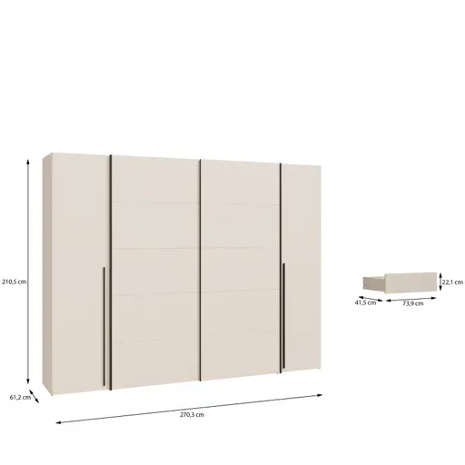  Schwebe-/Drehtürenschrank FAHDA- B ca. 270 cm, Sand