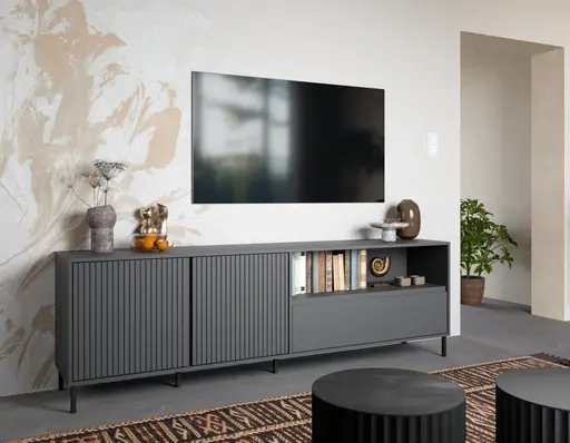 TV-Lowboard - B ca. 208 cm, Anthrazit