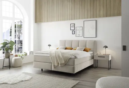 Boxspringbett - Liegefläche ca. 180x200 cm, Stoff, Grau