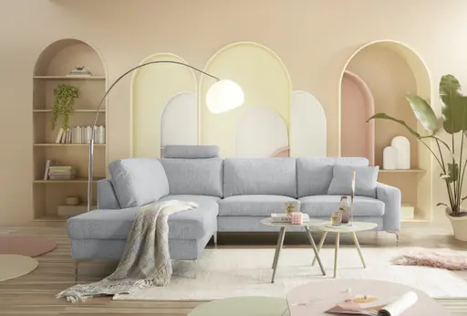 Ecksofa CALM 2.0 - Ecke rechts mit 2,5-Sitzer, Stoff, Grau