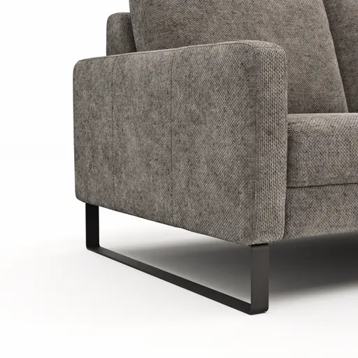 Sofa Enna - 2,5-Sitzer, Armlehne A, Stoff, Graubraun, Kufe, Schwarz