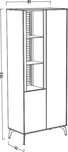 Vitrine - mit Beleuchtung, B ca. 81 cm, Weiß, Asteiche, Schwarz