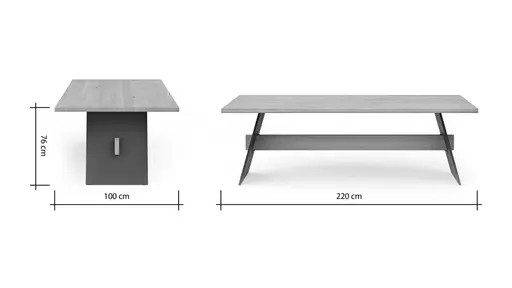 Esstisch Phoenix - LB ca. 220x100 cm, Eiche massiv, Bianco geölt
