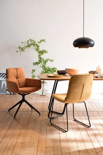 Armlehnstuhl Pelle - Stoff, Kupfer, Schwarzgrau