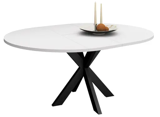 Esstisch - ausziehbar, Ø/H ca. 130x75 cm, Weiß, Schwarz