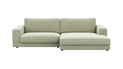 Ecksofa Juni - 1,5-Sitzer mit Longchair rechts, Stoff, Lindgrün