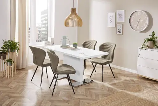 Esstisch - ausziehbar, LB ca. 120x80 cm, Weiß, Hochglanz