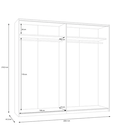 Schwebetürenschrank FRIESO- B. ca 220 cm, Sand, Spiegel