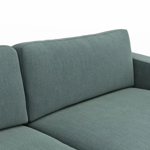 Ecksofa Juni - Longchair links mit 1,5-Sitzer, Stoff, Petrol
