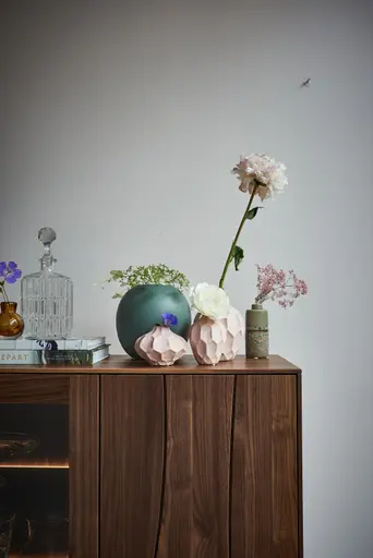 Highboard Mileto - Astnuss massiv, Natur geölt