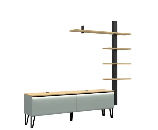 Hängeelement - mit Beleuchtung, B ca. 174 cm, Schilfgrün, Gustavson Oak Nachbildung