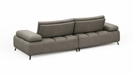 Ecksofa Comodo -Longchair links, 1,5-Sitzer, Leder, Taupe