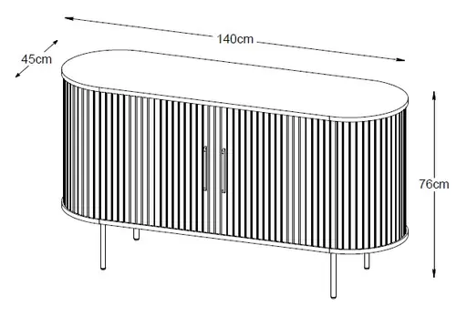 Sideboard - B ca. 140 cm, Eiche Furnier, Weiß