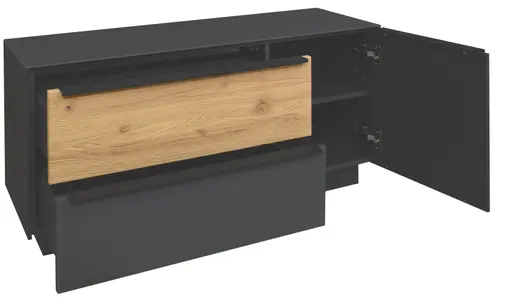 Unterschrank - mit Beleuchtung, B ca. 110 cm, Anthrazit, Eiche massiv