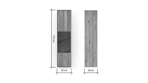 Hängevitrine Saratoga - Anschlag Links, Wildeiche massiv, natur geölt