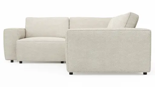 Ecksofa Lilaia - 1,5-Sitzer Tief, Ecke, 2-Sitzer rechts, Stoff, Creme