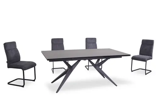 Esstisch MICHELA - ausziehbar, LB ca. 180x95 cm, Glaskeramik, Dunkelgrau