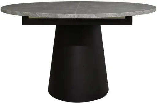 Esstisch - ausziehbar, Ø/H ca. 130x75 cm, Keramikoptik grau, Schwarz